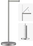 Evolvegoods Brushed Nickel Toilet Paper Holder Stand, Freestanding Toilet Paper Holder for Bathroom,304 Stainless Steel Rustproof Tissue Roll Holder Storage for 4 Rolls(Fits All Rolls)