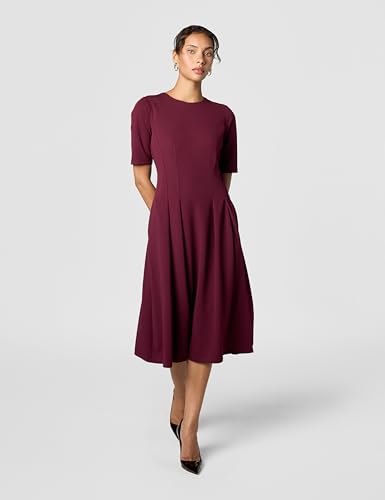 Image of Maggy London Womens Short Sleeve Double Pleat Midi DressDress