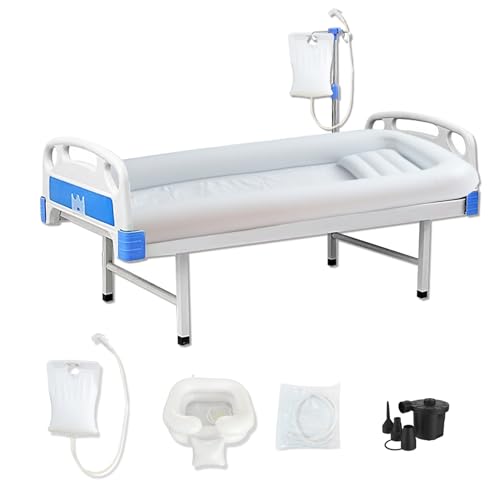 JJFFTAO,Medical Inflatable Bathtub,Bed Bath,Medical PVC Bedside Shower bathtubKit,Bed Shower for Patients with Reduced Mobility,Bedside Water Bag+Electric air Pump+Medical Inflatable Shampoo Basin
