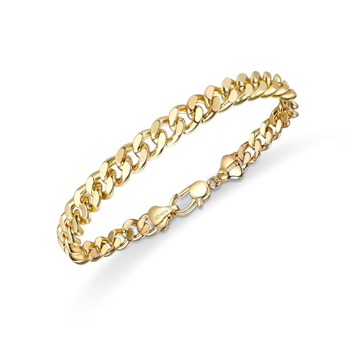 BRAYEG 5mm 14K Gold Bracelet for Men Women Cuban Bracelet for Men Gold Diamond-Cut Hypoallergenic Chains Gold Cuban Link Curb Chain Bracelet Jewelry Gifts 8.5 in