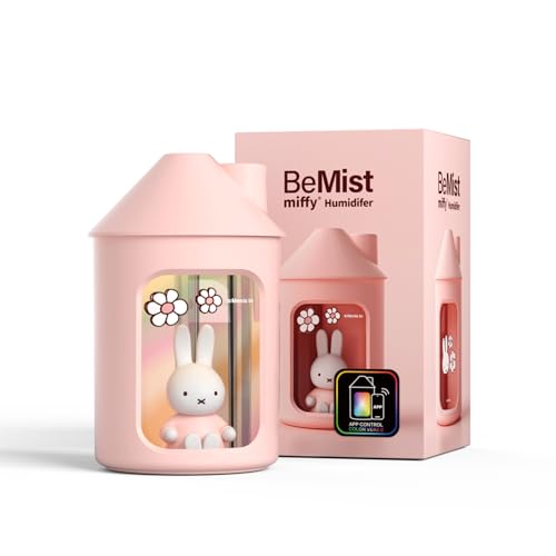 Mipow X Miffy Double Spray Humidifier 2.0 Smart App-Control RGB LED Mini Cute Humidifier with Night Light 500ml for Bedroom Nursery/Office - Pink