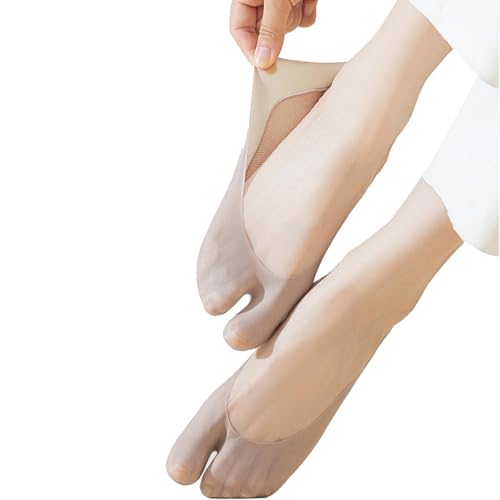 Image of Triplewood Women's Mesh No Show Socks Super Elastic Ankle Low Cut Floral Invisible Liner Flip Foap Tabi Socks 5 Pairs