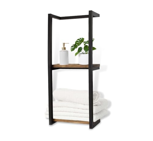 Lengfkus Modern Towel Rack for Rolled Towels,Towel Rack for Bathroom,Wall Mounted Bathroom Organizer Storage,Metal Towel Holders with Wooden Shelf,11