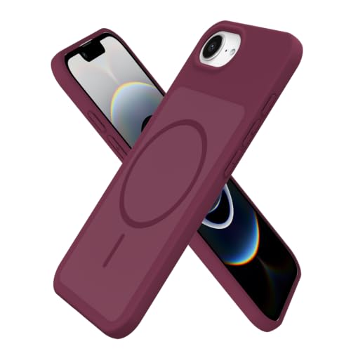 Coque iPhone 17e et 16e magnétique antichoc en silicone liquide bordeaux
