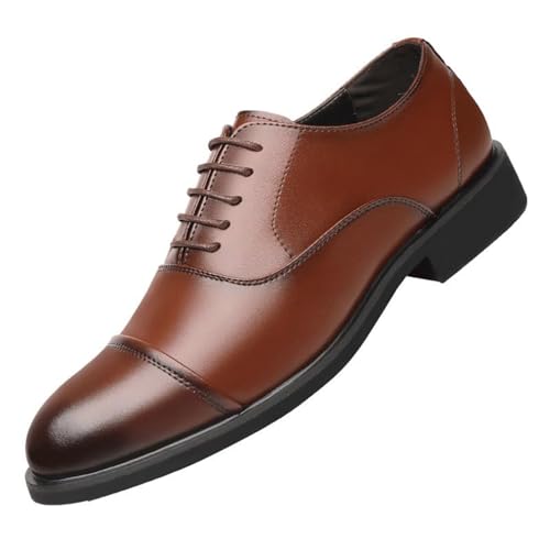 Men Dress Shoes Classic Leather Lace-Up Low Top Brogue Tuxedo Pointed Toe Non-Slip Softsole Oxfords Shoes for Weddings and Business