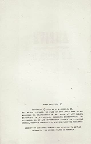 RARE 1970 1ST EDITION WESTERN A.B. GUTHRIE ARFI... B09VL81D46 Book Cover