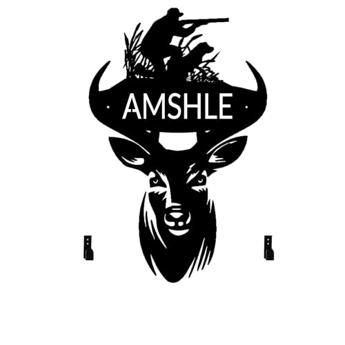 Large Personalized Metal Deer Head Hunter Dog Bow Holder,Elk Skull Wall Decor,Archery Deer Head Bow Rack With Custom Name Plate,Bow Hunting Rack Hunting Metal Sign, Gifts For Husband,Dad,Father