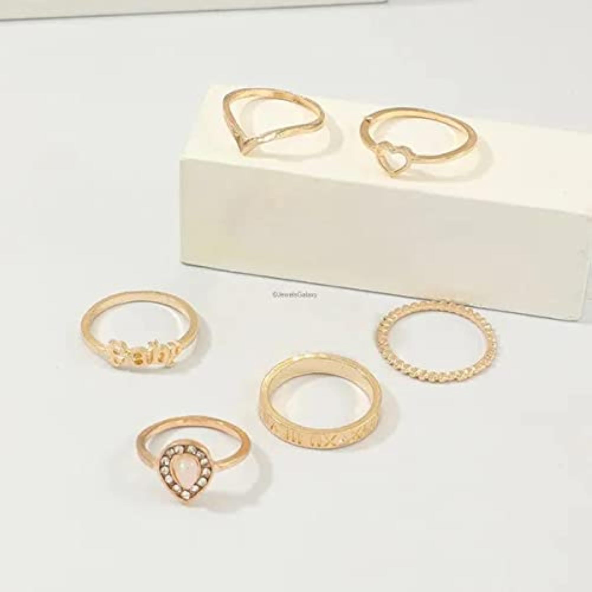 Toned Plated Stackable Rings Set of 7