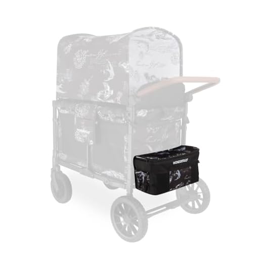 WONDERFOLD W4 Elite/Luxe Stroller Wagon Replacement Rear Fabric Basket with Zippered Cover and Outside Storage Pockets (Compatible with W4 Elite/Luxe Only) - Van Gogh Museum Sketches