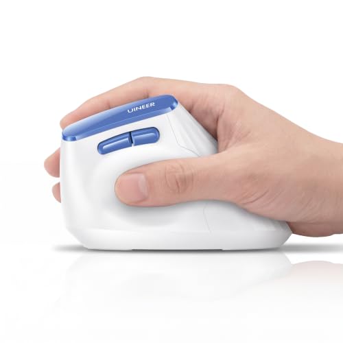 Uineer Vertical Ergonomic Mouse, Wireless Bluetooth Mouse, 3-Device,Quiet | Rechargeable multi-device wireless Bluetooth mouse, ergonomic vertical design relieves wrist fatigue, 4-level DPI up to 2400