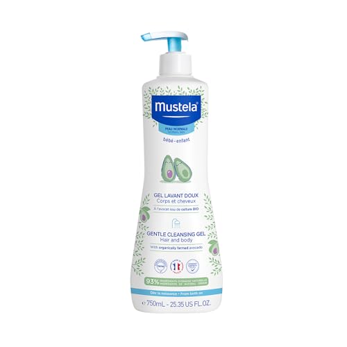 Mustela Detergente Delicato, Corpo e Capelli, per Neonati, Bambini, Adatto a tutta la Famiglia - Deterge Delicatamente e Non Brucia agli Occhi, 93% Ingredienti di Origine Naturale (750ml)