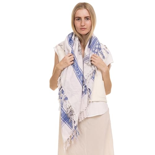 MultiColor WHT Jewish Sudra w/Fringes, Desert Keffiyeh, Tactical Shemagh, 100% Cotton Breathable unisex scarf3