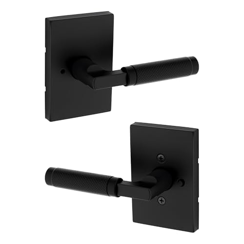 Kwikset Prava Privacy Knurled Door Lever with Lock, Matte Black | Privacy door lever, bedroom door handle, bathroom door handle, locking door lever, keyless door lock, reversible lever - image 1