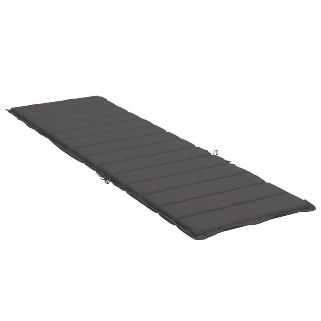 vidaXL Coussin pour Chaise Longue, Anthracite, 200x50x3 cm, Tissu Oxford 100% Polyester, Remplissage Fibre de Mousse, Coussin pour Chaise Relax, Jardin et Terrasse, Imperméable