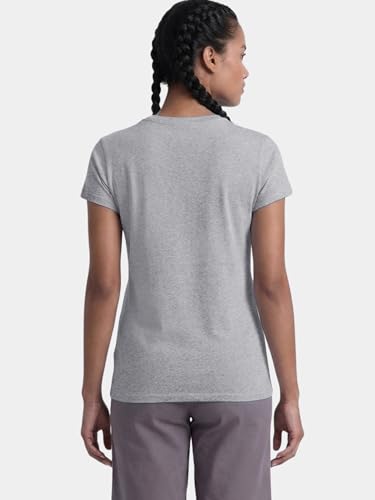 Image of Enamor Short Sleeve Crew Neck Regular Length Basic Crew T-Shirt for Women - Slim Fit, Soft and Breathable Stretch Cotton - E047