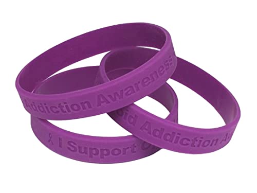 25" I Support Opioid Addiction Awareness Bracelets 100% Medical Grade Silicone - Latex and Toxin Free - 25 Bracelets - Show Your Support For Opioid Addiction Awareness