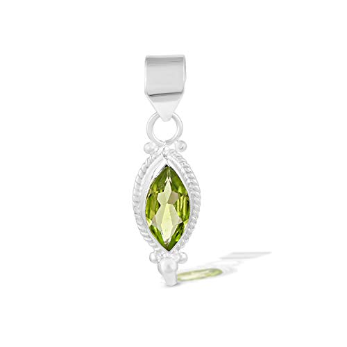 Pendentif péridot en argent fin massif, un bijou d'exception fait main