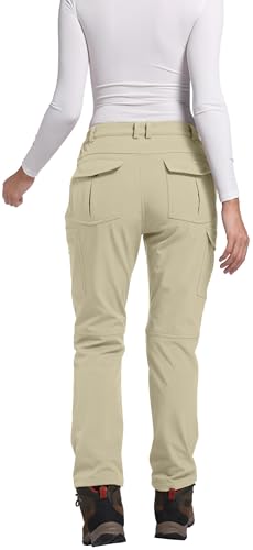 Women's Polar Fleece Lined Waterproof Hiking Pants Insulated Softshell Warm Outdoor Winter Snow Ski Pants - Image 3