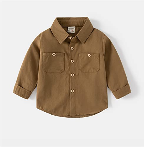 Toddler Baby Girls' Boys' Long-Sleeve Woven Shirt Kids Button Down Shirt Solid Tops Outfits Little Boy Fall Winter Clothes2