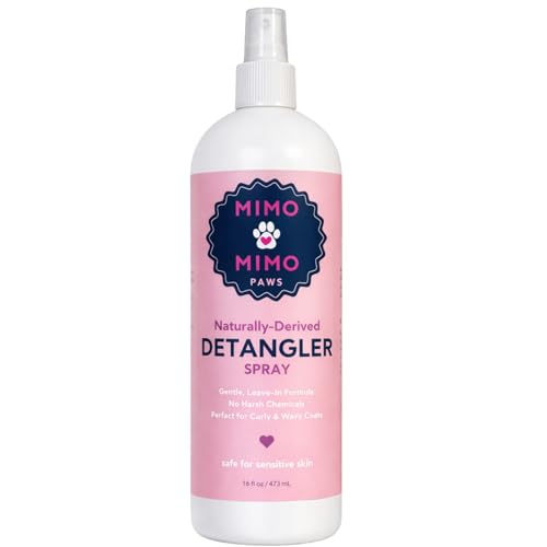 MIMO MIMO PAWS Dog Detangler Spray for Tangles & Knots 16 oz, Naturally-Derived Leave-in Conditioner, Honeydew Scent, Curly & Wavy Coats, Sensitive Skin, No Parabens or Sulfates, Made in USA