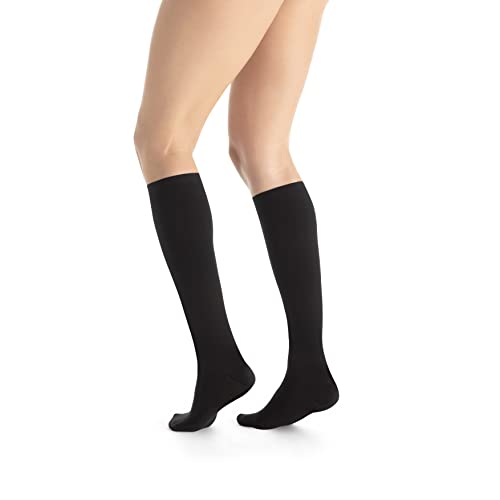 Image of Jobst Women's UltraSheer Firm Support Knee Highs, small, black
