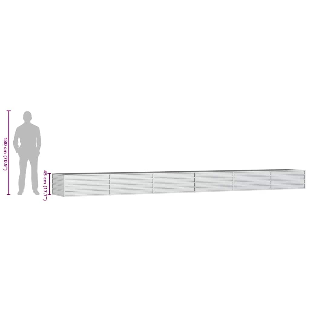 Letto rialzato da giardino 600x80x45 cm Acciaio Zincato Argento | Ampio spazio per piante da orto, terreno aperto, resistente all'acqua, uso esterno