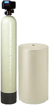 Whole House Water Softener System - Fleck 5600sxt Digital Meter Grain - includes bypass valve & brine tank with safety float 48k 3/4 Inch Bypass, Almond Fine Mesh Resin