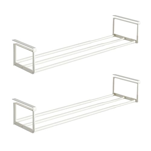 HGZBS Expandable Shoe Rack Organizer - Adjustable Shoe Rack & Under Cabinet Shelf - for Shoe or Clothing Storage and Organization, Under Shelf Storage (White,2 Pcs)