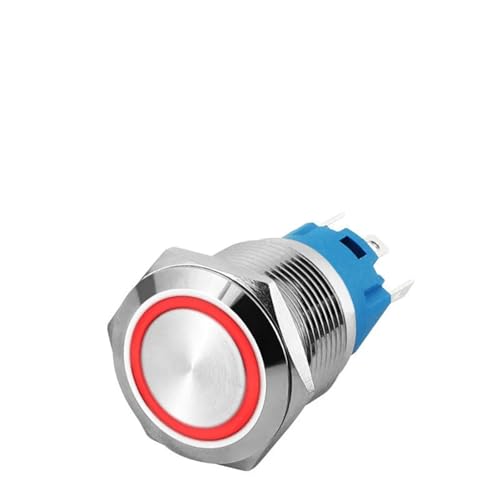 Botón pulsador de metal de 16 mm con acabado inoxidable e interruptor LED