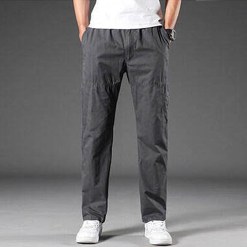 Men's Cargo Pants Elastic Waist Lightweight Drawstring Pull On Straight Leg Trousers Loose Fit Lightweight Workwear3