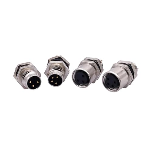 Conector M8 macho de 3 pines con roscado para montaje trasero en panel 3
