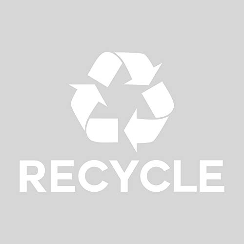 IGNIXIA Recycle Symbol Sticker Decal to Organize Trash cans/Garbage containers, Recycle Sign Decal Plotter Cut Vinyl Outdoor Recycle Containers (White, 10 X 7) Inches Large (Pack of 02)