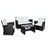 Baner Garden 4 Pieces Outdoor Furniture Complete Patio Wicker Rattan Garden Set, Full, Black