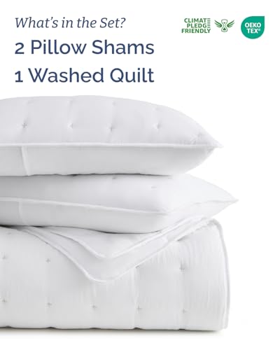 Image of Quilts Queen Size - Bedspread for Queen Size - Lightweight Comforter Set - Quilt Bedding Set for All-Seasons - Ultra Soft, Breathable & Comfy - Summer Coverlet with 2 Pillow Shams - 90 inch x 96 inch, White