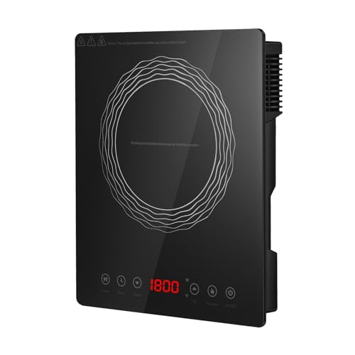 AceFox Portable Induction Cooktop, 1800W Electric Induction Burner with LED Display, Anti-dry Burn,