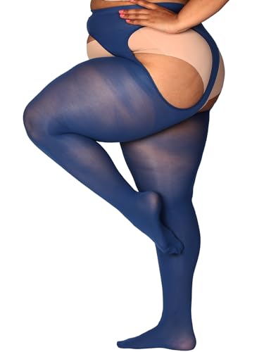 Image of HONENNA Plus Size Suspender Tights for Women, Semi Opaque Sexy Garter Belt Nylons Mock Thigh High stockings
