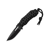 Schrade SCHF46 6in High Carbon S.S. Full Tang Neck Knife with 2.4in Drop Point Blade and 550 Paracord Handle for Outdoor Survival, Tactical and EDC