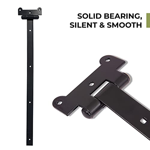 Diyworld 24" Black Door Hinges – 2Pcs Gate Hinges With 14 Mounting Screws – Heavy Duty 4Mm Thick Iron Construction With Black Powder Coating – Ideal For Gates, Sheds, Barns #TOP4