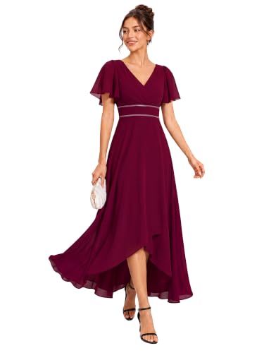 Image of Ever-Pretty Summer A-Line V-Neck Formal Dress for Women Empire Waist Chiffon Mother of the Bride Wedding Guest Dresses 41981