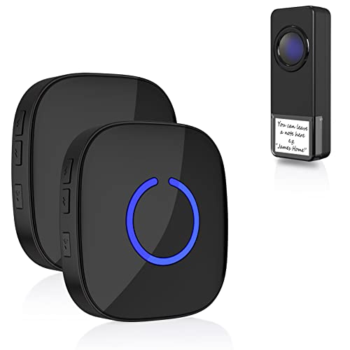 Coolqiya Wireless Doorbell Chime Waterproof Remote Door Bell Button Ring for Home, No Battery Required for Receiver 52 Ringtones, 1 Transmitter + 2 Receivers