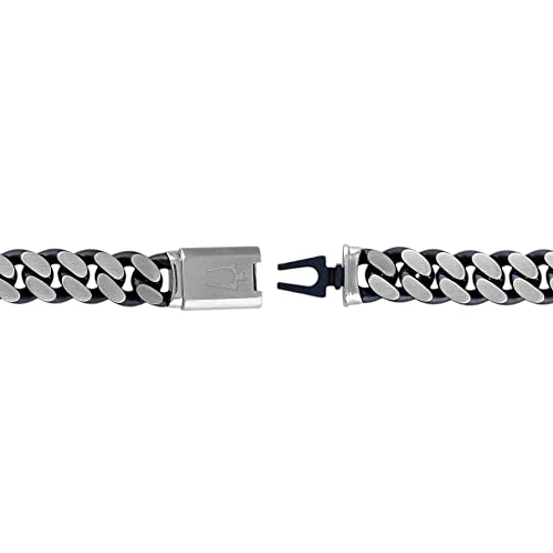 Bulova Men's Jewelry Classic Curb Chain Dual Surface Blue IP and Brushed Stainless Steel 10MM Bracelet3