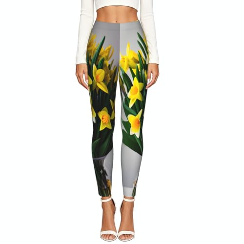 Leggings de mujer para diario mallas de narcisos cómodas y opacas 2