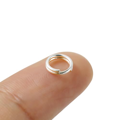 PUTNPC 2 Pcs 925 Sterling Silver Split Jump Ring Connector Charm Jewelry Findings Key Ring (6mm)