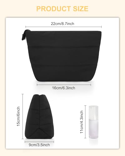 Travel Cosmetic Bag for Purse, Portable Small Makeup Pouch Organizer with Accessories, Traveling Compact Car Bag for Essentials with Compartments, Compact Toiletry Bag for Trip, Office, Home - Black3