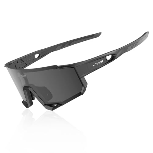 X-TIGER Gafas ciclismo Hombres Gafas para correr UV400 Gafas de sol deportivas a prueba de viento Adecuado para ciclismo, running, senderismo