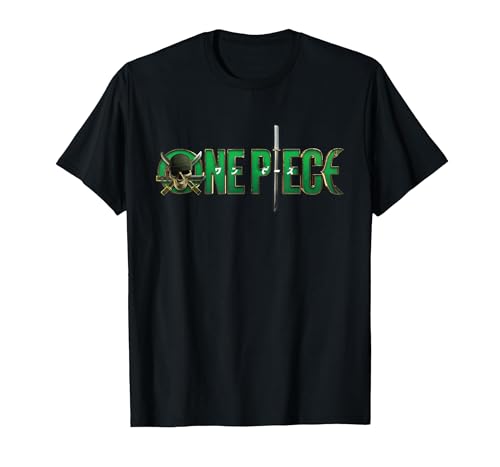 One Piece Gráfica Calavera Zoro Anime Camiseta, Hombre, Negro, M