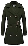 Chrisuno Tan Peacoats for Women Plaid Asymmetrical Coat Elegant Lapel Collar Double Breasted Wool Blend Pea Coat with Belt Army Green S