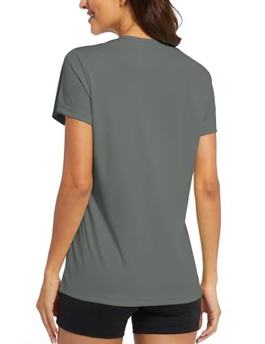 Image of MAGCOMSEN Women's Short Sleeve T-Shirts UPF 50+ Sun Protection Shirts Quick Dry Athletic Running Workout Tops Rash Guard