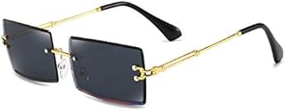 Dollger Vintage Rectangle Sunglasses for Women Men Fashion Retro Square Glasses Rimless Frames Lens Eyewear Ultralight UV400 Protection