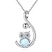 Eule Halskette 925 Sterling Silber Eule Geschenke Anhänger Mondstein Halskette Damen Kette Eule Kette Tier Vogel Eule Schmuck Geschenke für Mütter Mädchen Frauen Kinder